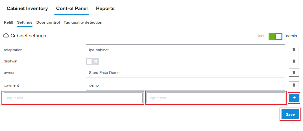 cabinet admin settings