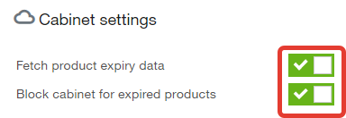 expired products settings closeup block cabinet