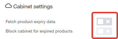 expired products settings closeup block cabinet