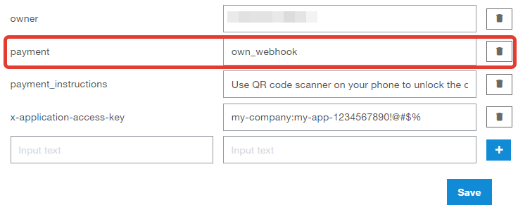 own webhook setting